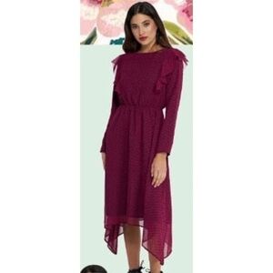 Wukogals | Willow Chiffon Asymmetric Dress Dot XXS